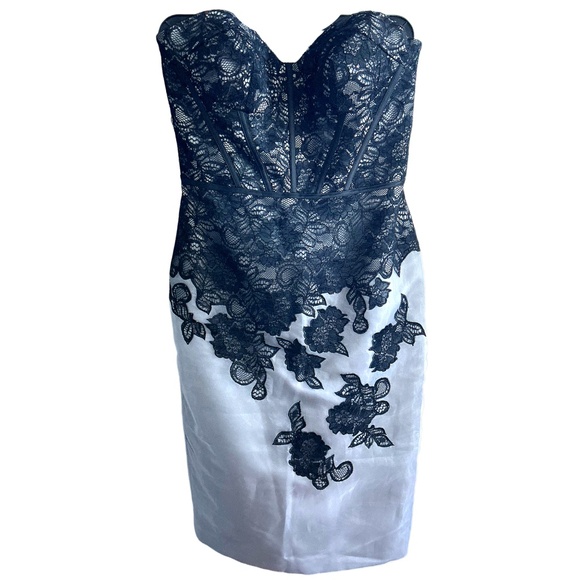 Truly Zac Posen Lace Corset Dress in Black/Mercury Size 6 - Picture 2 of 5